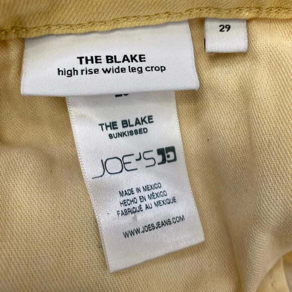 JOES JEANS The Blake Sunkissed Butter Yellow High Rise Wide Leg Raw Crop Sz 29 - Picture 4 of 11